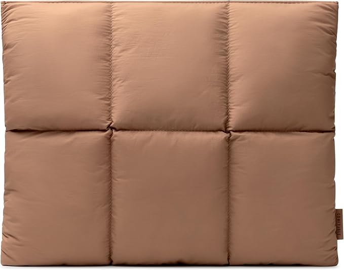 Comfyable Puffy Laptop Sleeve 15 16 Inch, Quilted Puffer Laptop Carrying Case for Women, Pillow Pouch Compatible for MacBook Air M5 & MacBook Pro M5 Pro/Max 2026, Brown