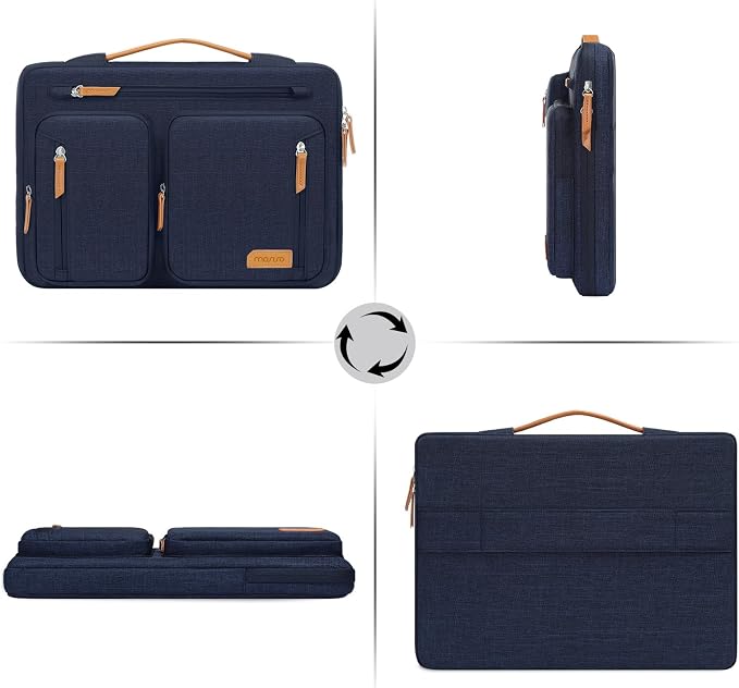 MOSISO 360 Protective Laptop Case 13.3 inch, 13-13.3 inch Laptop Sleeve Compatible with MacBook Air/Pro 13/Pro 14, HP Dell Acer, Side Open Carrying Computer Bag with 5 Accessory Pockets&Belt,Navy Blue