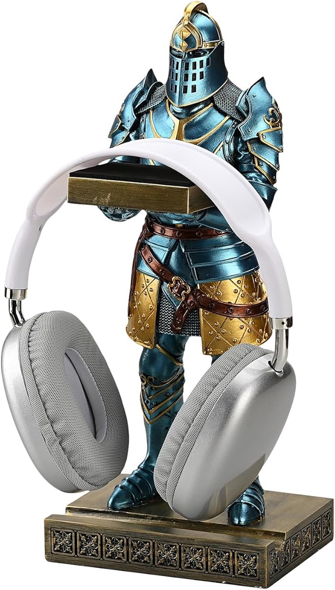 King's Guard Headphone Stand Watch Display Stand Jewelry Bracelet Necklace Holder Trays Towers Warrior Knight Mobile Phone Stand for Office & Home 12.20 Inch (Blue)