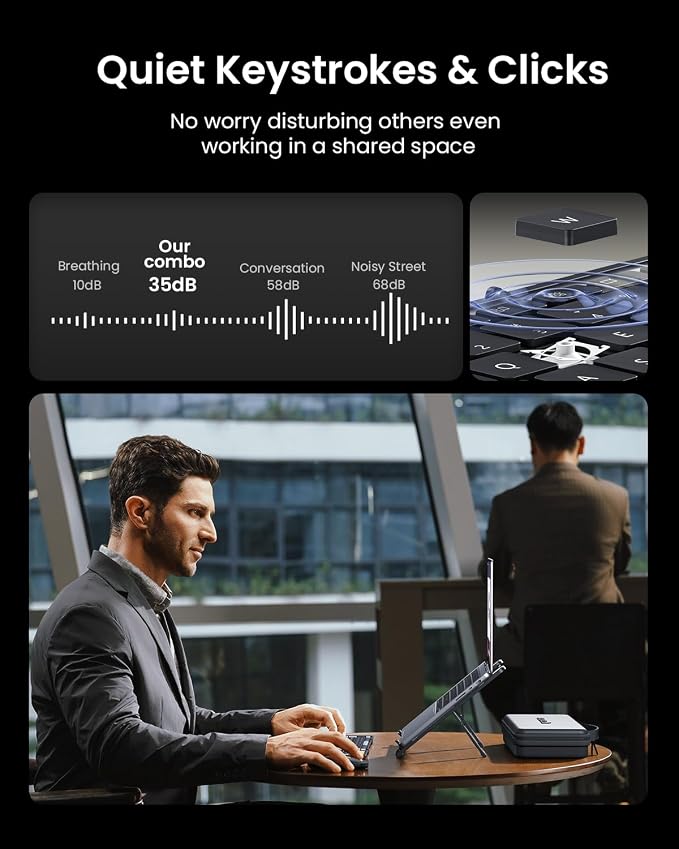 ProtoArc Foldable Keyboard Mouse Combo, XKM01 CaseUp Portable Bluetooth Keyboard and Mouse with Laptop Stand, a Mobile Work Solution for On-the-Go, Compatible with Laptop PC MacBook Windows Mac OS