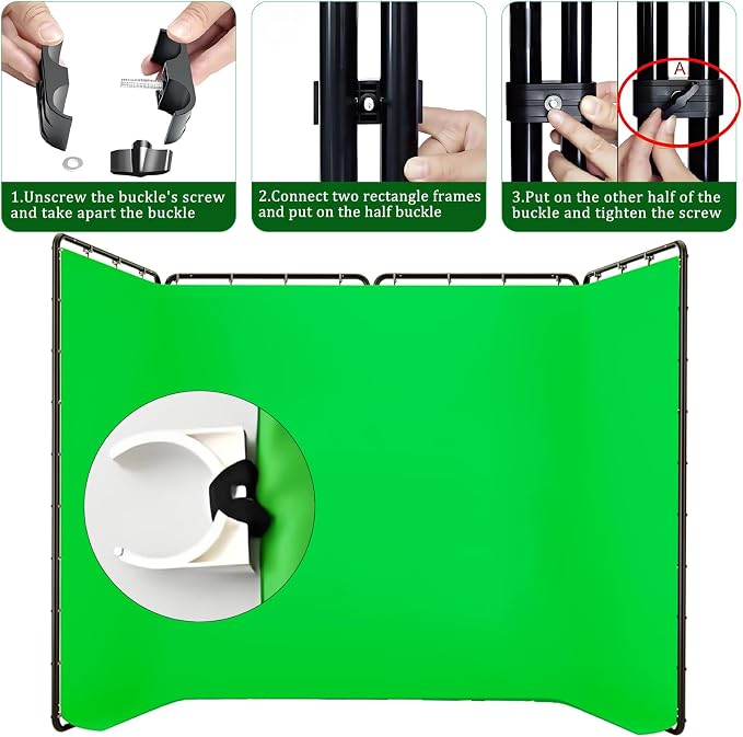 7.87ft x 13.12ft Green Screen Backdrop with Stand, Large Professional Collapsible Backdrop System for Photo Studio, Video Shooting, Live Streaming, Gaming