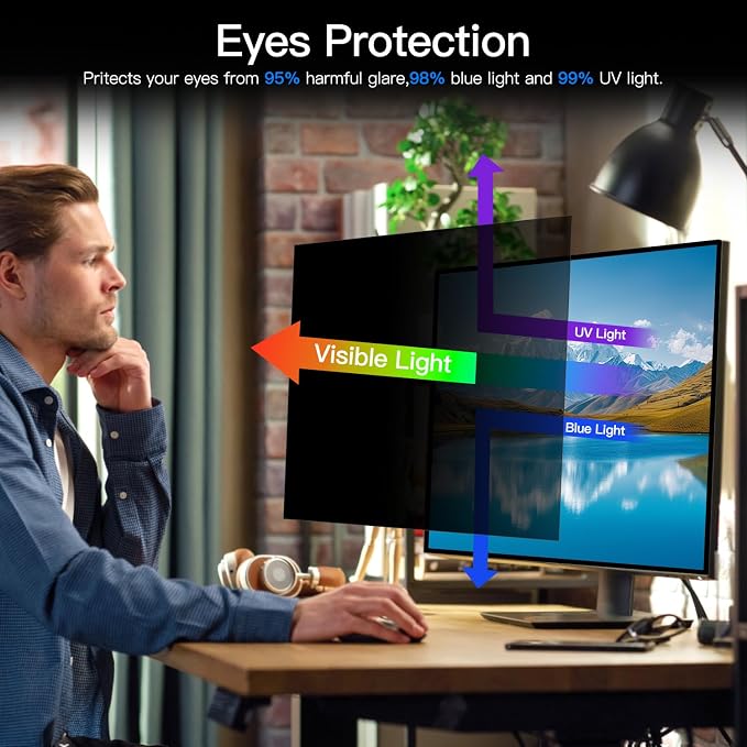 2-Pack 24 Inch Computer Privacy Screen Filter, Anti-Spy/Glare Protector Film for Widescreen Monitor with 16:9 Aspect Ratio