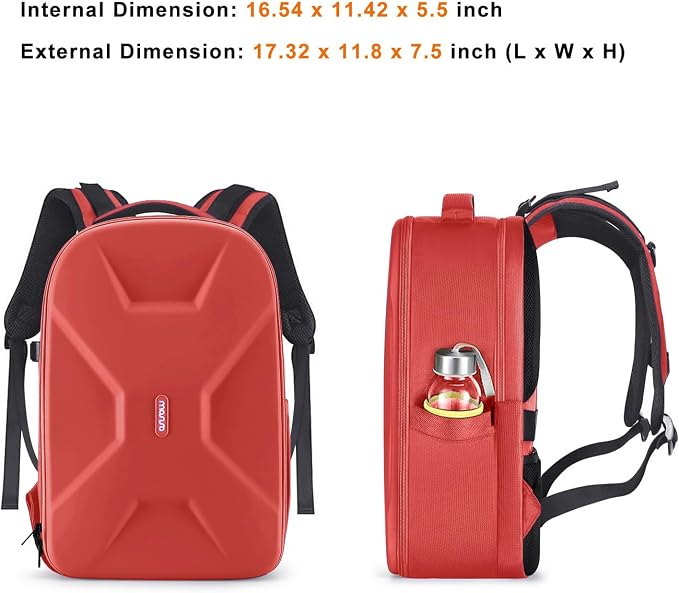 MOSISO Camera Backpack, DSLR/SLR/Mirrorless Photography Camera Bag 15-16 inch Waterproof Hardshell Case with Tripod Holder&Laptop Compartment Compatible with Canon/Nikon/Sony, Red