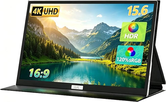 15.6 Inch 4K Portable Monitor, 3840x2160 Ultra HD USB-C HDMI Gaming Monitor, Slim Lightweight External Display with Built-in Speakers, Travel Secondary Screen for Laptop PC Mac Phone PS4 PS5 Switch
