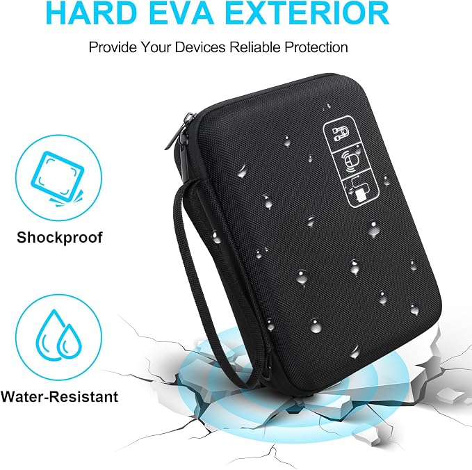 Lacdo Hard Travel Electronic Organizer Case for MacBook Power Adapter Charger, Cables, Cords, Apple Pencil, Mouse, Power Bank, USB Flash Disk, SD Cards EVA Protective Portable Accessories Bag, Black