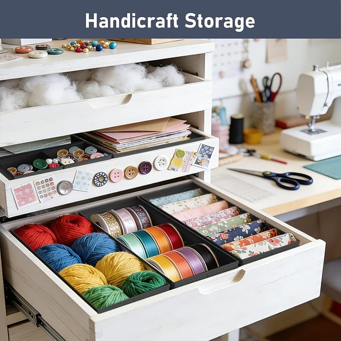 DIMJ Drawer Organizer Clothes - 20 Pack Closet Drawer Organizer Bins for Baby Clothes Storage, Fabric Dresser Organizer for Nursery Bedroom, Foldable Small Drawer Dividers for Underwear Socks