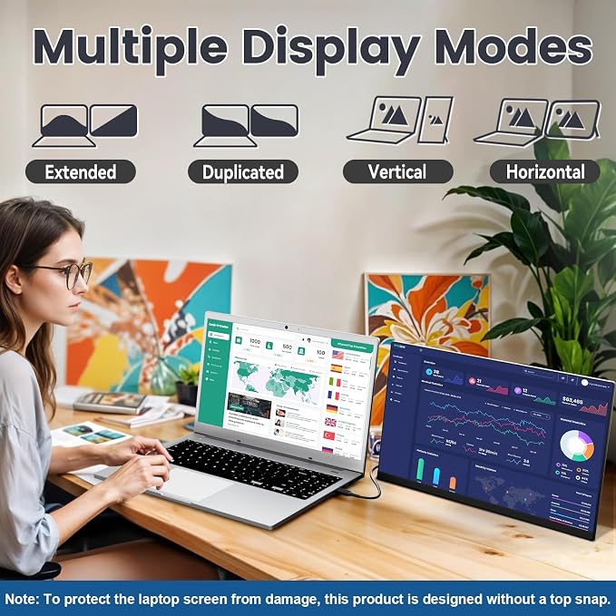 KEFEYA Laptop Screen Extender, 15.6" FHD 1080P IPS Portable Monitor for Laptop, Plug and Play Dual Monitor Extender for 13"-17.3" Laptops, Compatible with MAC, Windows, Android, Linux, Chrome