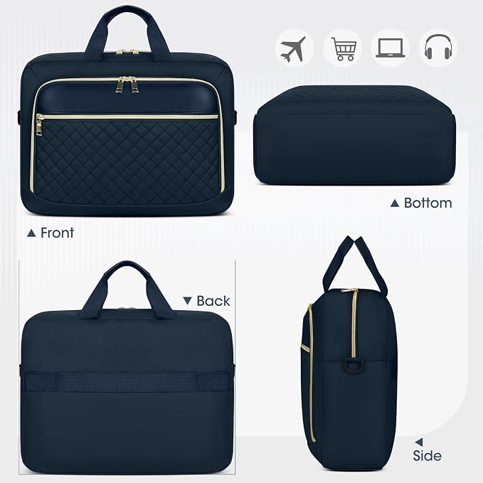 NEWHEY Laptop Bag 17.3 Inch Laptop Briefcase for Women Men Waterproof Shoulder Messenger Bag Large Computer Bag for Business Office Work College, Dark Blue