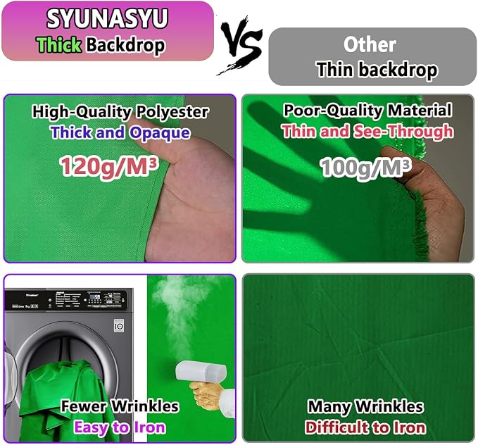 6x9 ft Greenscreen Background, Premium Collapsible Small Green Screen Backdrop Cloth Pantalla Verde Fabric Portable Content Creator Background Screen for Streaming Studio Video Photo Booth Photoshoot