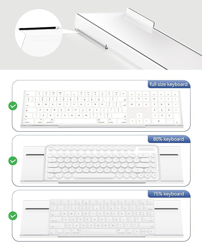 Laborio Acrylic Computer Keyboard Stand for Desktop (Clear), Ergonomic Keyboard Tilted Elevated Rack Key Board Tray Holder Riser Stand for Office Home Desk Work Supplies