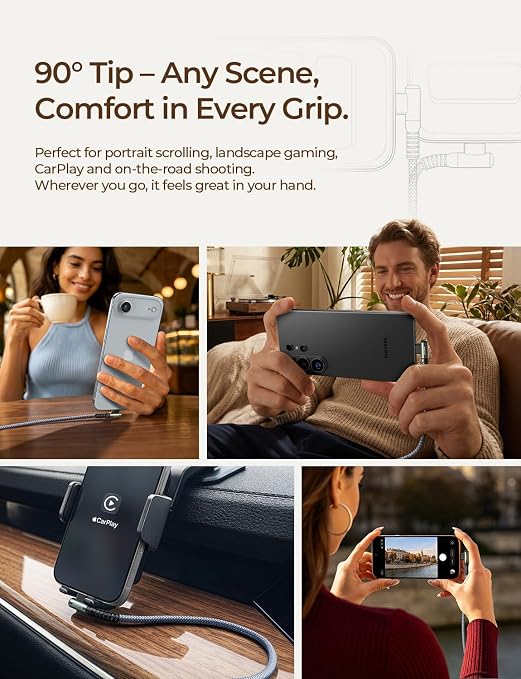 AINOPE USB to USB C Cable [5-Pack, 6.6ft] 3.1A Type C Charger Fast Charging, Right Angle USB to C Cable for Galaxy A15 A25 A35 A55 A54, S10+ S10 S9, Note 20 10 9, LG V30, Moto G, Multicolored