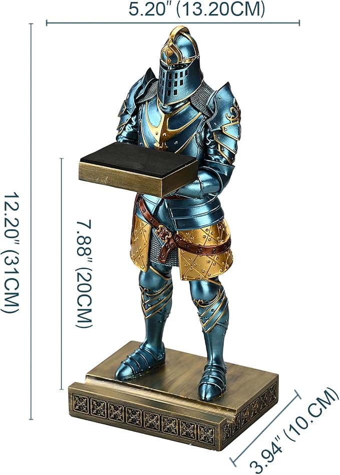 King's Guard Headphone Stand Watch Display Stand Jewelry Bracelet Necklace Holder Trays Towers Warrior Knight Mobile Phone Stand for Office & Home 12.20 Inch (Blue)