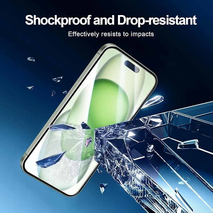 NEW'C 3x for iPhone 15 Plus Screen Protector (6.7 inches)+ 3x Camera Lens Protector, Sensor Protection, Case Friendly Tempered Glass Film + Dust Plug- Easy installation tool include