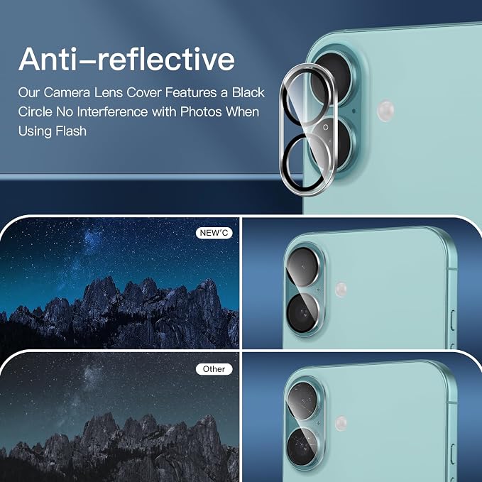 NEW'C 3x Privacy for iPhone 16 Plus Screen Protector (6.7 inches)+ 3x Camera Lens Protector, Sensor Protection, Case Friendly Tempered Glass Film + Dust Plug - Easy installation tool included