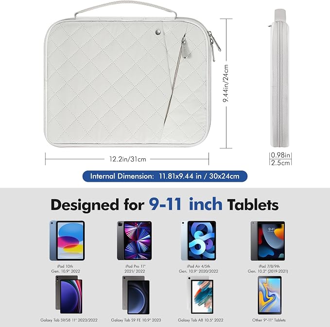 MoKo 9-11 Inch Tablet Sleeve Carrying Case with Handle, Padded Protective Travel Bag for New 11 inch iPad Air M4 2026, iPad A16, i-Pad Pro 11 M5, i-Pad 10./Air 5/4. Gen10.9, Tab S9/S8 11, Cream