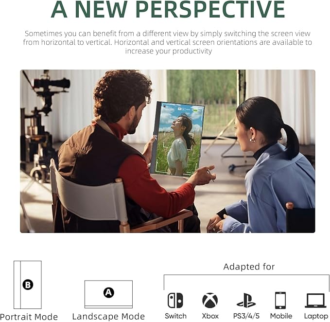 FMC Wireless Portable Monitor 1080P FHD 100% sRGB Display, Built-in Kickstand Second Screen, AirPlay Miracast Casting Portable Laptop Monitor for Home Office Use