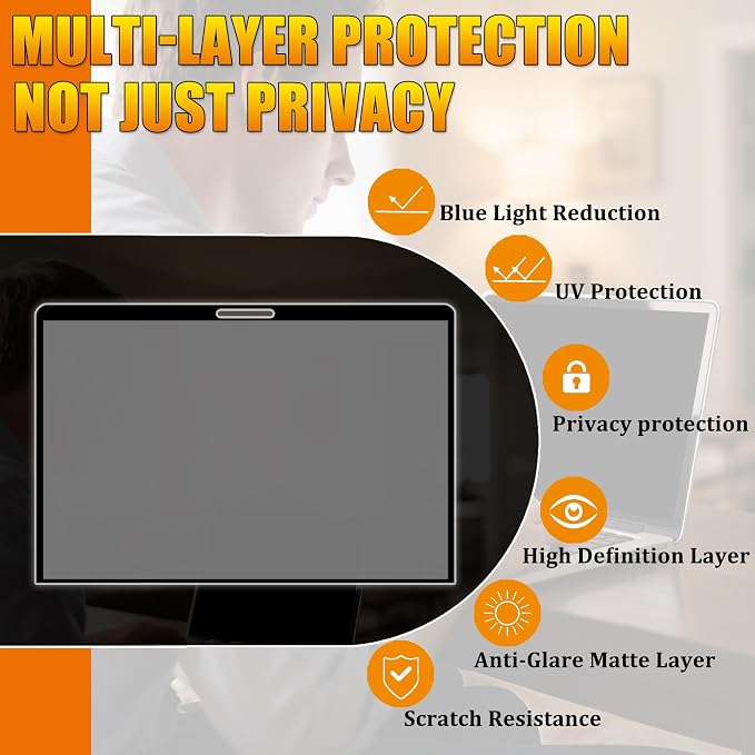 Privacy Screen Protector for MacBook Air 13 Inch (2018-2021, M1) - Nano-Suction Removable Anti-Spy Filter, Blue Light Blocking, Ultra-Thin Design