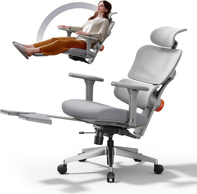 Newtral Office Chair Ergonomic - Home Office Desk Chair, Back Pain Chair with Auto-Following Lumbar Support, 4D Armrest, Seat Depth and Height Adjustable