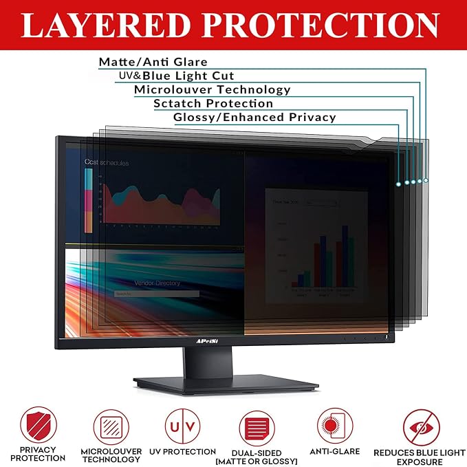 40 Inch Privacy Screen Filter for 21:9 Curved Ultrawide Monitor | Privacy Shield | Anti Glare | Anti-Blue Light | Eye Protection | Anti Spy | Computer Security Private Filter Protector