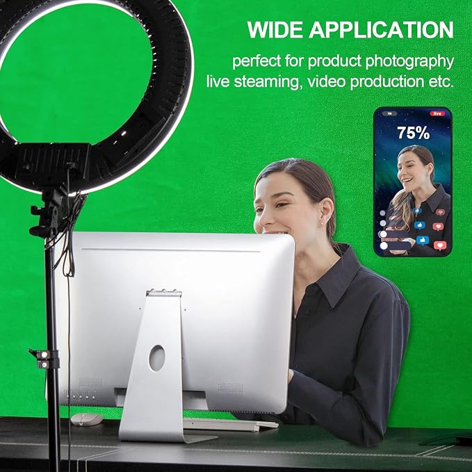 EMART Green Screen Photo Backdrop, 20 x 7 ft Photoshoot Backdrop Chroma Key Green Screen Polyester Cloth Fabric Curtain for Background Removal, Zoom Meeting, Photo Video Studio, Live Streaming