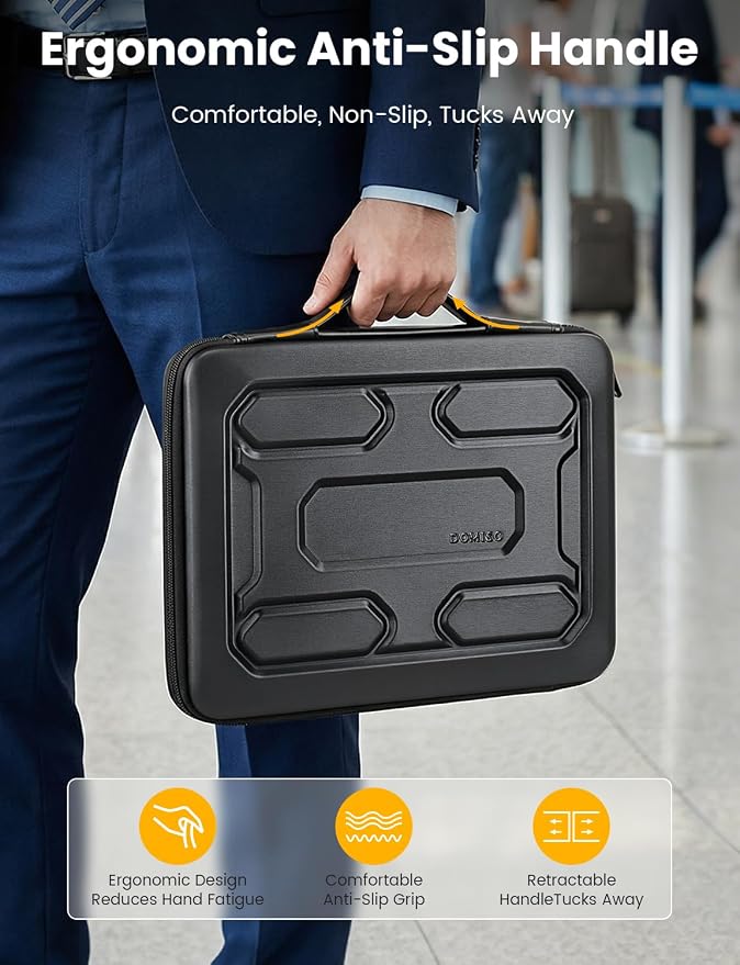 DOMISO Laptop Hard Case 15-16 inch Waterproof Shockproof Hard Shell Laptop Sleeve with Handle & Storage Pocket, Compatible with MacBook, HP, Dell, Black