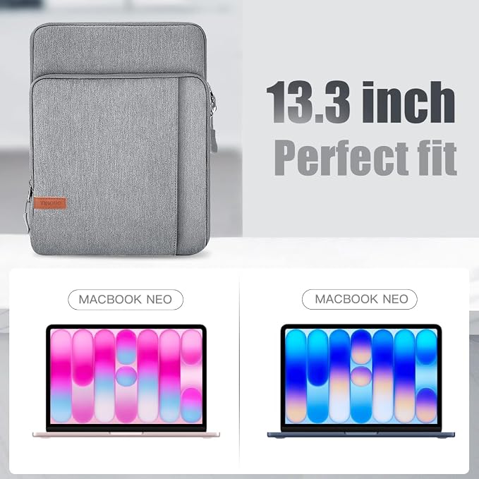 TiMOVO Laptop Sleeve Bag for MacBook Neo 13 inch 2026 Model A3404 with A18 Pro Chip, Carrying Case with Shoulder Strap,Light Gray