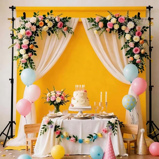 Photo Backdrop Yellow Background Fabric Professional Photography Solution 6x9ft Seamless Design Eliminate Wrinkles Short Video Food Photography Summer Theme Event