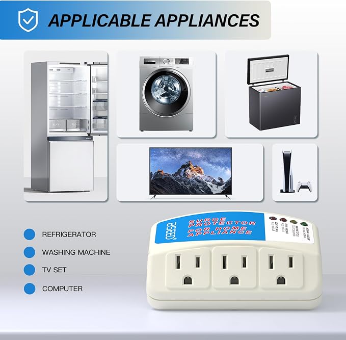 BSEED Surge Protector for Appliance, Single Outlet Surge Protector Plug in for Home Appliance Multi Function Plug with Protection Wall Mount Power Suppressor for TV/PC/PS5, 15A, 125V, 1875W, 2 Pack
