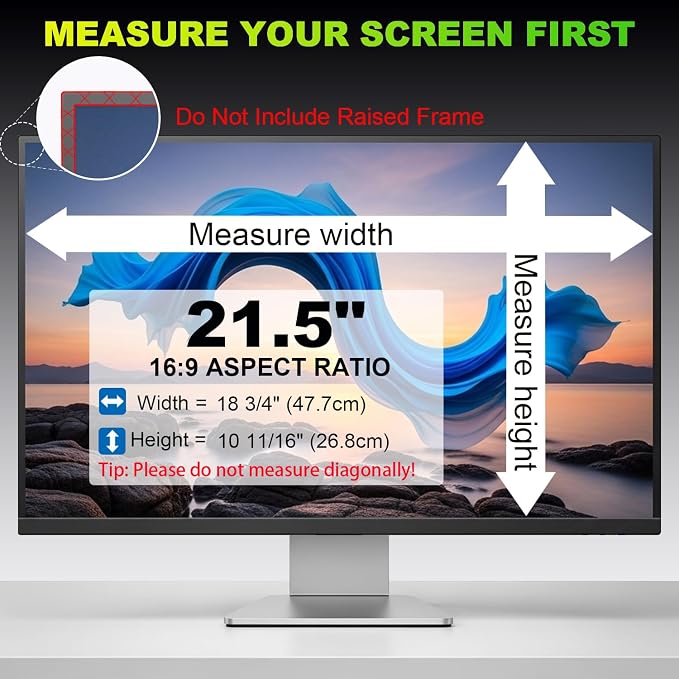 10 Pack Privacy Screen for 21.5 Inch 16:9 (47.7x26.8cm) Computer Monitor - Blue Light Filter & Anti-Glare, Removable Screen Privacy Shield | PC Protector Film for Office