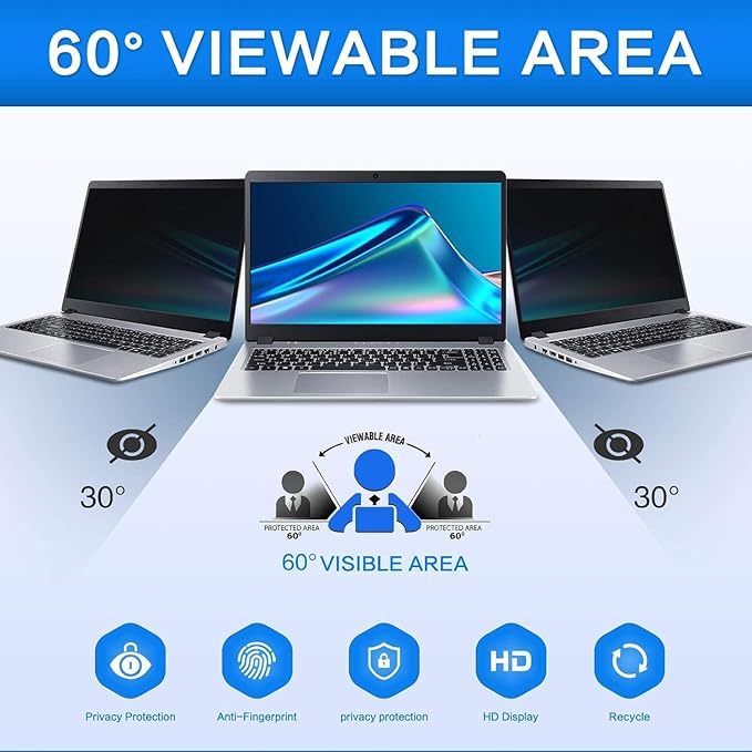 ZOEGAA 17.3 Inch Laptop Privacy Screen Filter for 16:9 Widescreen Display 15.1"x8.5" - Laptop Screen Privacy Shield and Anti Blue Light Anti Glare Screen Protector