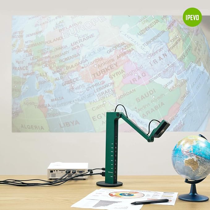 IPEVO VZ-R HDMI/USB Dual Mode 8MP Visual Communication Tool for Real-time Projection, Distance Learning, Web conferencing, Video Recording, Live Demos — Works with and Without a Computer,Green