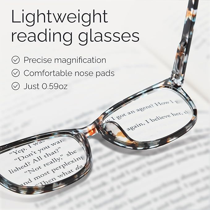CCVOO +1.75 Ladies Reading Glasses for Women Clear Vision – 5-Pack Blue Light Filtering Readers with Spring Hinges