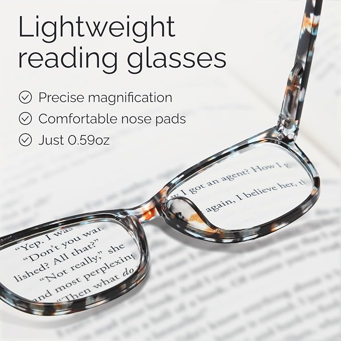 CCVOO +3.75 Clear Vision Reading Glasses for Women – 5-Pack Blue Light Filtering Readers with Spring Hinges