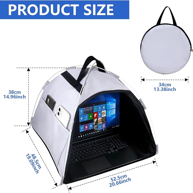 HoYiXi Universal Laptop Sun Shade and Privacy Foldable Shield Working Outdoor Travel Sun Shield for 13-16 inch MacBook Air Pro Dell Asus PC,(Have patents),Grey