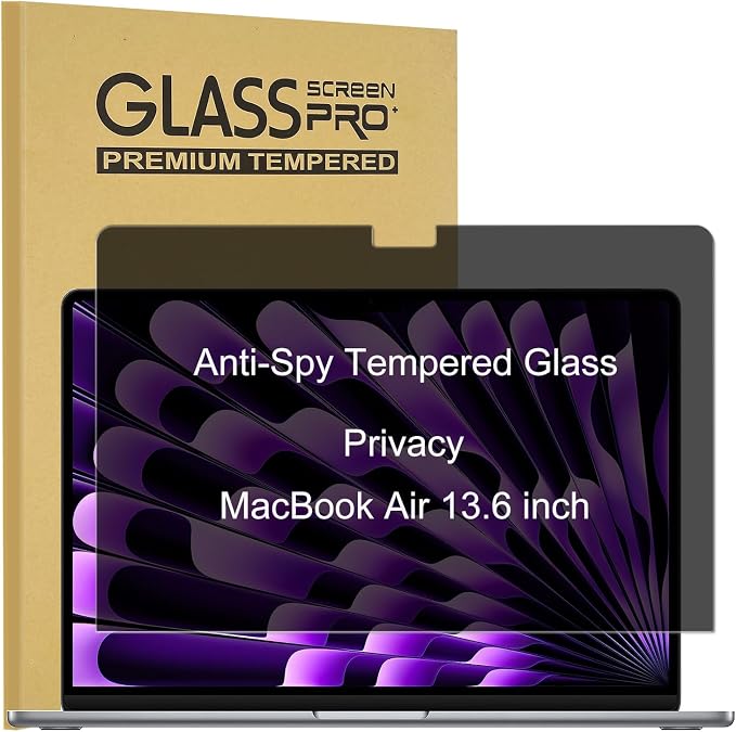 KEANBOLL Privacy Tempered Glass Screen Protector for MacBook Air 13.6 inch M5/M4/M3/M2 Chip, Anti-Spy & Anti-Blue Light & Anti-Glare, Compatible with Model A3449, A3240, A3113, A2681