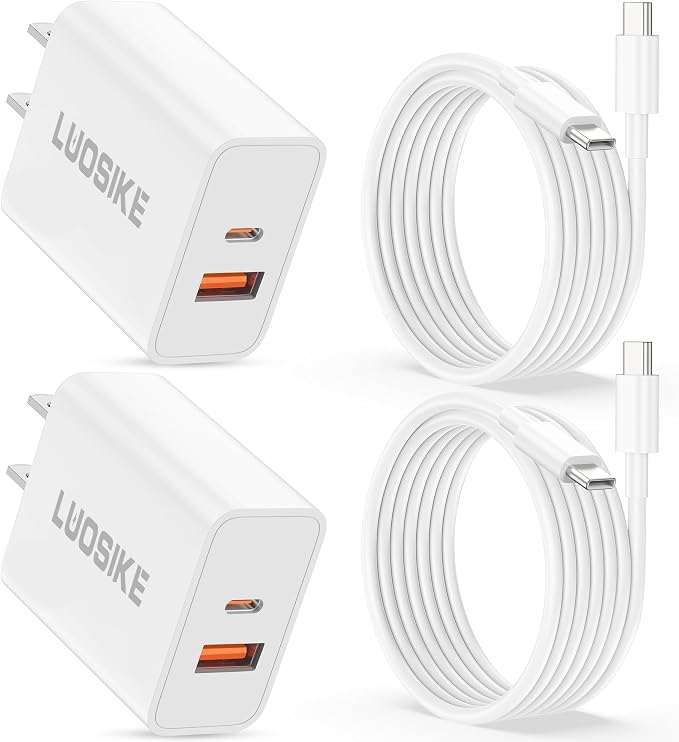 iPhone 17e/17/17 Pro Max Fast Charger, 2-Pack 40W Dual Port USB C Wall Charger Fast Charging Block with 3FT Type C Cable Cord for iPhone 17e/17/17 Pro/17 Pro Max/Air/16/16 Pro Max/ 15/15 Plus, iPad