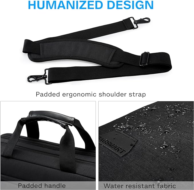 BAGSMART 18 Inch Laptop Bag, Expandable Briefcase, Computer Bag Men Women, Laptop Shoulder Bag, Work Bag Business Travel Office - Black