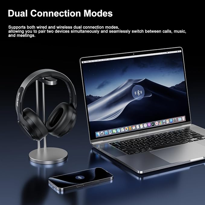 Hybrid Active Noise Cancelling Headphones, Bluetooth 6.0 Over Ear Headphones, 120H Battery Fast Charging, Hi-Res Audio, Transparency Mode, Deep Bass, Memory Foam Comfort Fit for Travel Office Home