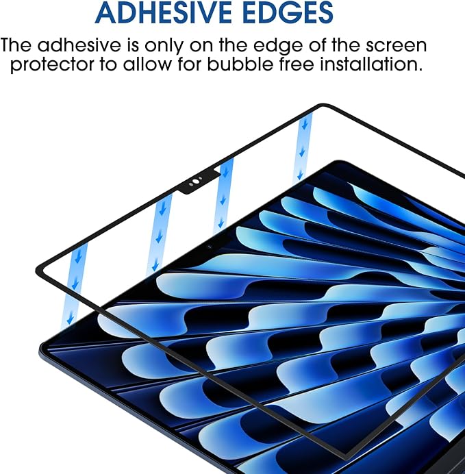 amFilm Designed for MacBook Air 15-Inch (M4 Chip/M3 Chip/M2 Chip, 2023-2025 Released) Tempered Glass Screen Protector [Zero Bubbles][9H Hardness][ Anti-Scratch][ Anti-Fingerprint], 1 Pack