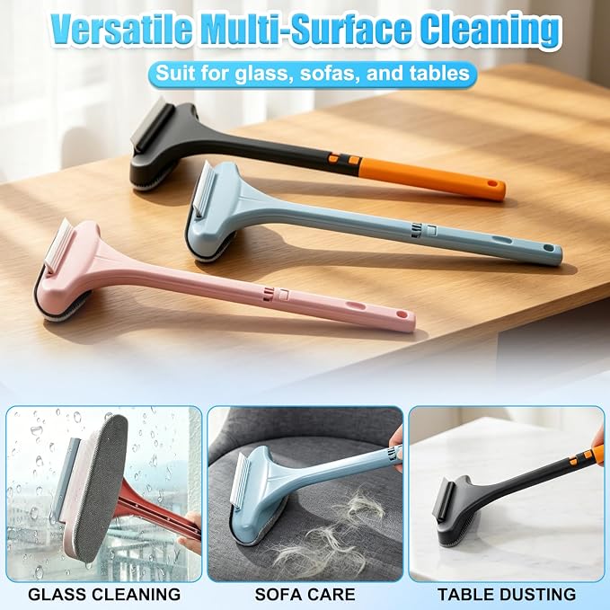 Window Screen Cleaner,2026New Upgraded 2in1 Detachable Window Cleaning Brush with Squeegee,Wet Dry Dual Use Multi-Functional Glass Net Cleaner Tool for Corners,Patio,Door,Porch Screens (Pink)