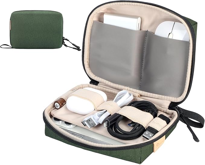 SIMTOP Small Electronics Organizer Travel Case, Portable Tech Case Pouch for Cable, Charger, Phone & Earbuds – Water-Resistant Cord Storage for Commute, Office & Business Trip – Compact Design