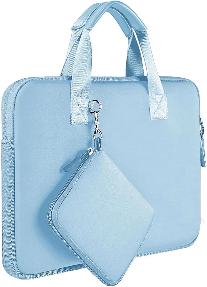 Hseok 15-15.4 inch Elastic Laptop Sleeve with Small Case, Neoprene Carrying Bag, Compatible with MacBook Air/Pro 15 M4/M3/M2, Surface Laptop 15, XPS 15 and 15-15.4 inch Notebooks,Light Blue