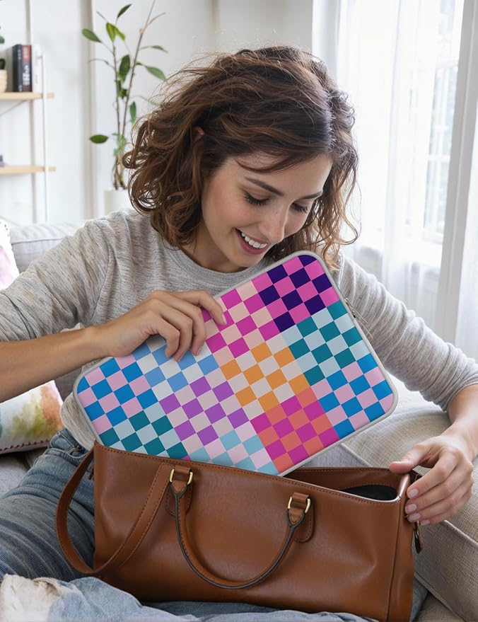 iCasso Laptop Sleeve 13 inch for MacBook Air 13-13.6 inch,Laptop case for MacBook Neo/Pro 13 inch, Slim Protective Travel Carrying Case Sleeve for 14 inch Chromebook,HP,Dell, Dopamine Checkerboard
