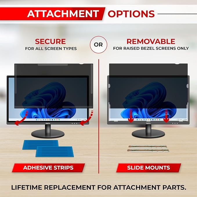SightPro 23 Inch 16:9 Computer Privacy Screen Filter for Monitor - Privacy Shield and Anti-Glare Protector