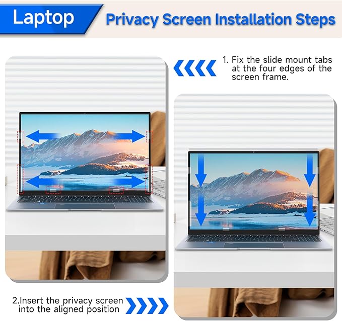 ZOEGAA 4-way 360°Laptop Privacy Screen For 16 Inch 16:10 Computer, Removable Privacy Screen For Computer Monitor, Anti Glare And Blue Light, Compatible With HP Dell Lenovo Asus Samsung Acer Thinkpad