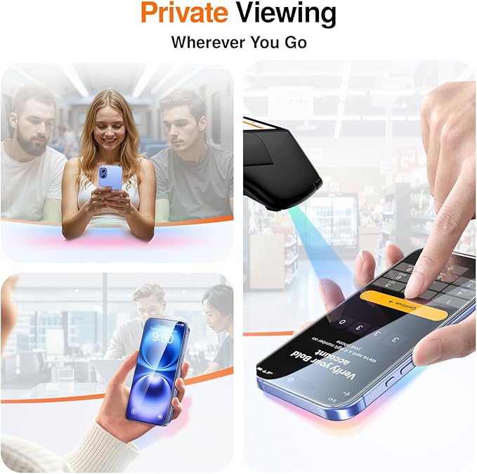 SMARTDEVIL 2 Pack Privacy Screen Protector for iPhone 16/ iPhone 15, Anti-Spy Tempered Glass Film, 9H Hardness Military Grade Shatterproof, Easy to Install, Auto Bubble-Free and Dust-Free Box