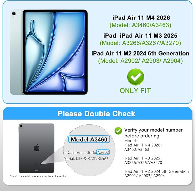 360° 4 Way Privacy Screen Protector for iPad Air 11 Inch M3 M2 (7th/ 6th Generation, 2025/2024), 360 Degree Anti-Spy Tempered Glass Film for iPad Air 11, Touch Sensitive, Case Friendly, 1 Pack