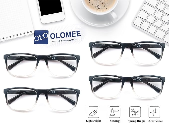 Blue Light Blocking Reading Glasses Men Large Wide Oversized Square Computer Readers Glasses for Big Head/Large Face
