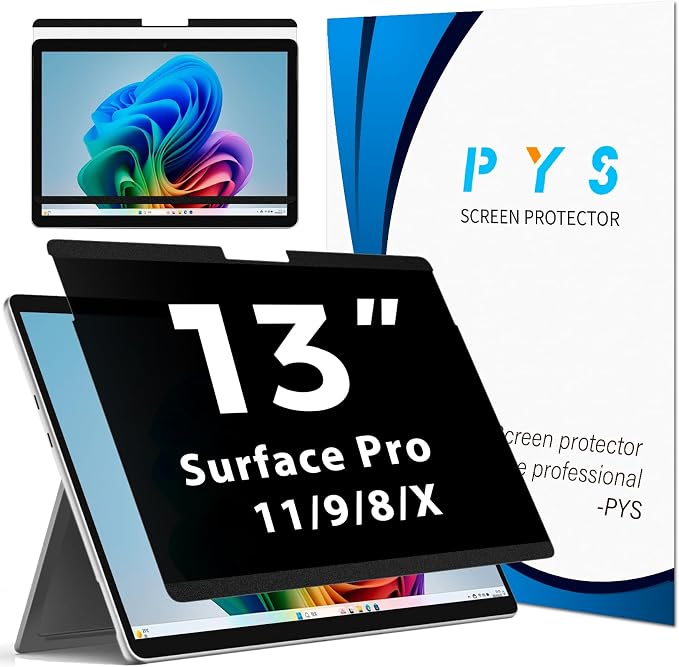 PYS Magnetic Privacy Screen for Surface Pro 11 13inch 2024 - Easy Install & Detach, Scratch Resistant, Anti-Glare Protector compatible with Microsoft Surface Pro 10/9/8/X