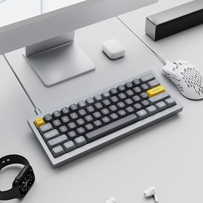 Keychron Q4 Wired Custom Mechanical Keyboard, QMK/VIA Programmable Macro, Full Aluminum, Hot-Swappable Gateron G Pro Blue Switch, 60% Layout Double Gasket Compatible with Mac and Windows - Blue